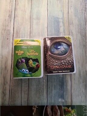 2 Vintage McDonald's Disney VHS Toys from 2000 - A Bugs Life and Dinosaur